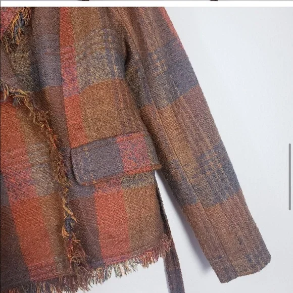 Anthropologie Plaid Blazer in Orange and Brown - Picture 9 of 13